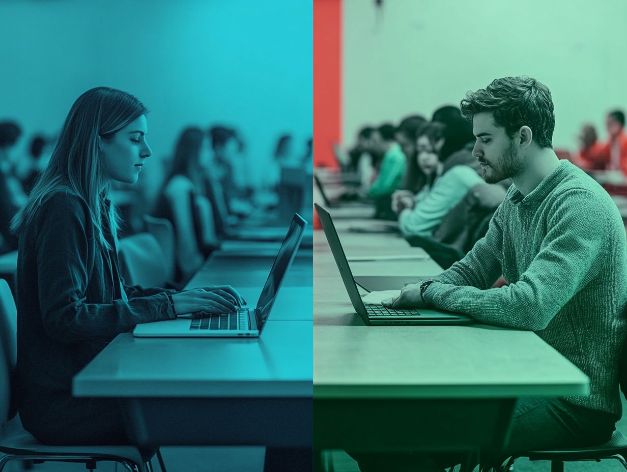 Comparison image of online vs in-person courses.