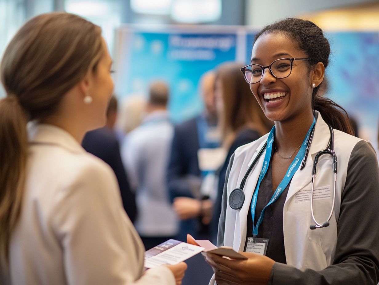 Healthcare professionals networking at a conference